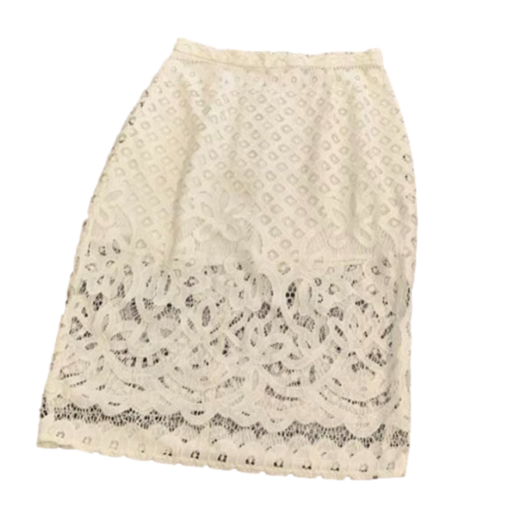 DEJAVU White Lace Pencil Skirt